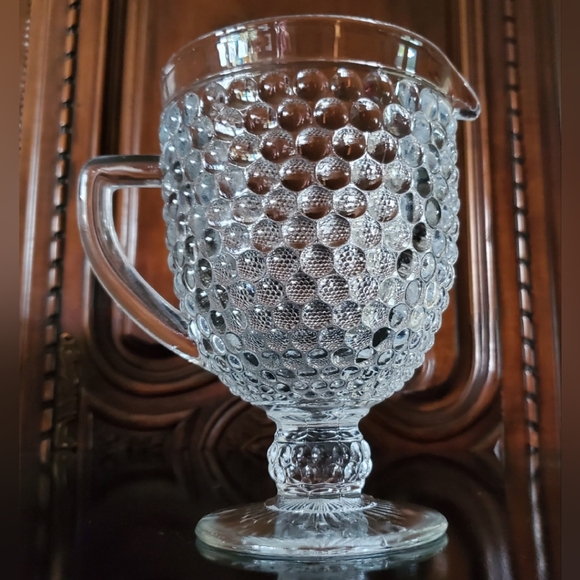 Vntg 40oz Ivima Clear Hobnail / Bubbles Pitcher - Picture 3 of 9